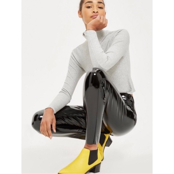 Topshop Wet Look Vinyl Leggings - Picture 3 of 15